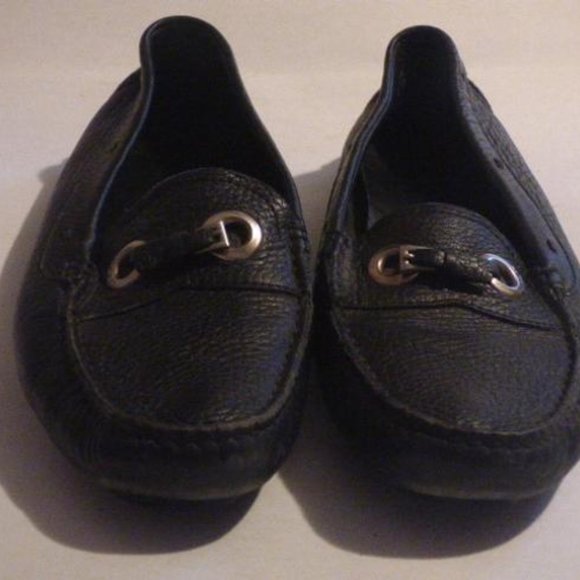 Prada Vintage Black Textured Leather Squared Toe Designer Flats - Picture 12 of 12